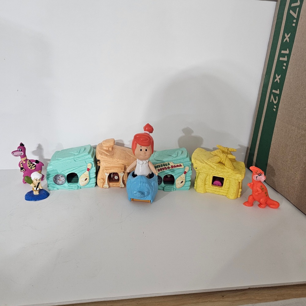 Vintage Flintstones Toy Lot Bedrock Bowl-O-Rama Figures Dino Pebbles Bamm-Bamm
